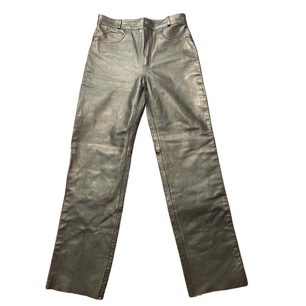 Beautiful perfect pair of black leather pants 32 small Italian made BONUS brand